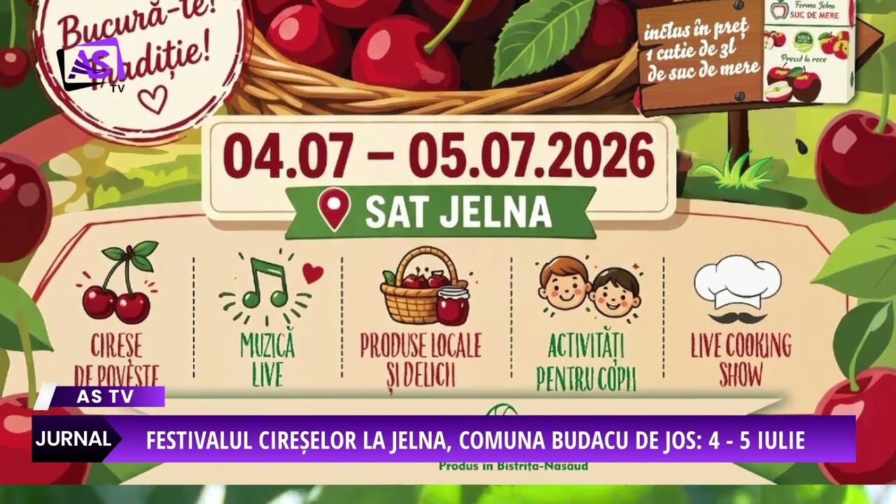 Festivalul Cireșelor la Jelna, comuna Budacu de Jos: 4 - 5 iulie