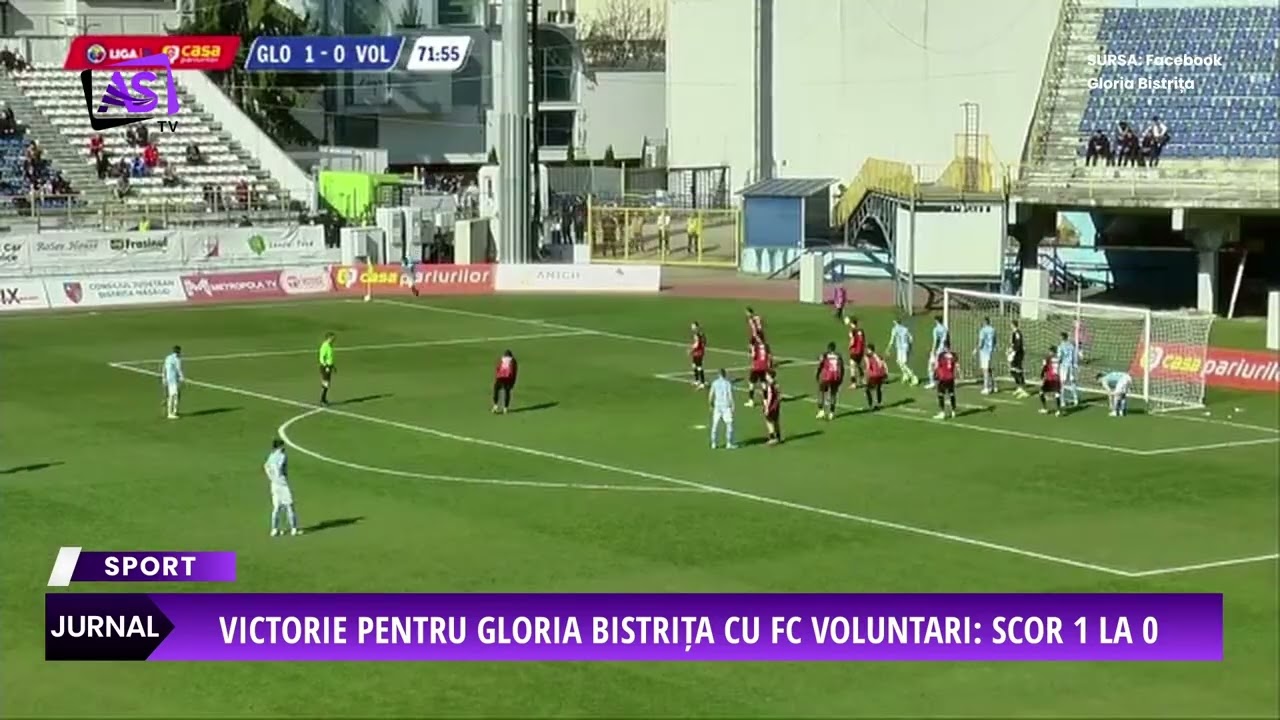 Victorie pentru Gloria Bistrița cu FC Voluntari: scor 1 - 0