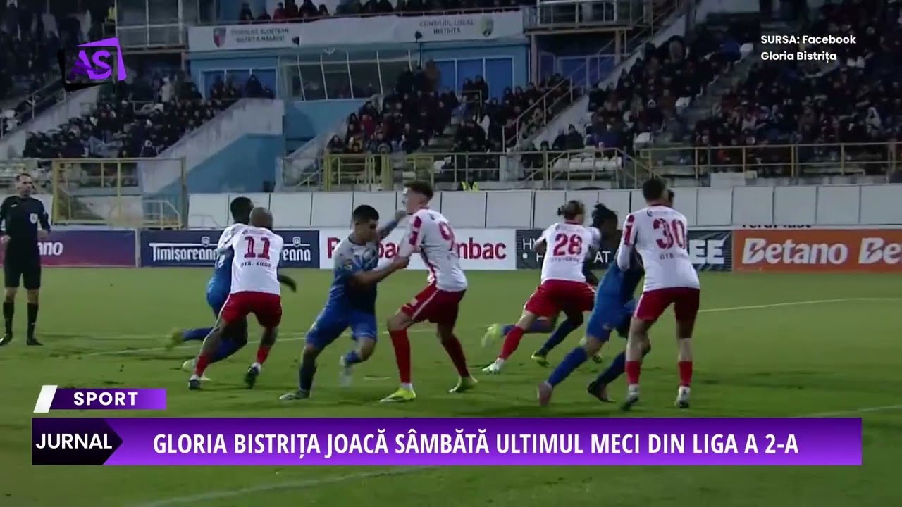 Gloria Bistrița joacă sâmbătă ultimul meci din Liga a 2-a