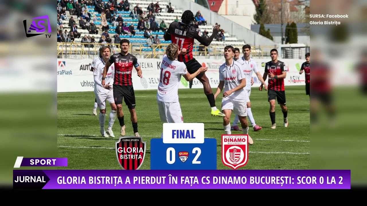 Gloria Bistrița a pierdut în fața CS Dinamo București: scor 0 la 2