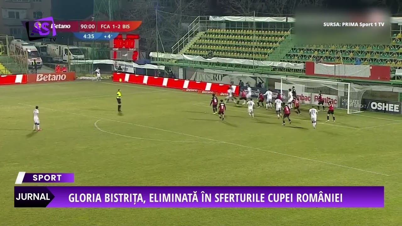 Gloria Bistrița, eliminată în sferturile Cupei României