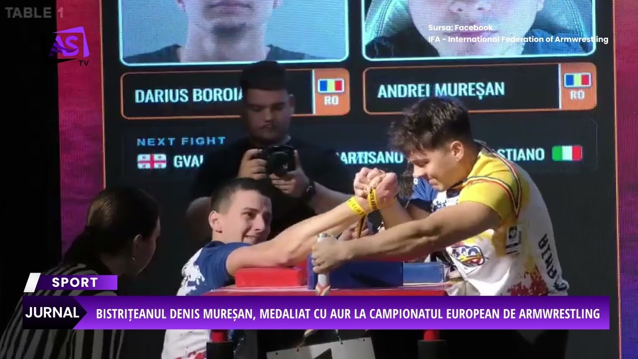 BISTRIȚEANUL DENIS MUREȘAN, MEDALIAT CU AUR LA CAMPIONATUL EUROPEAN DE ARMWRESTLING