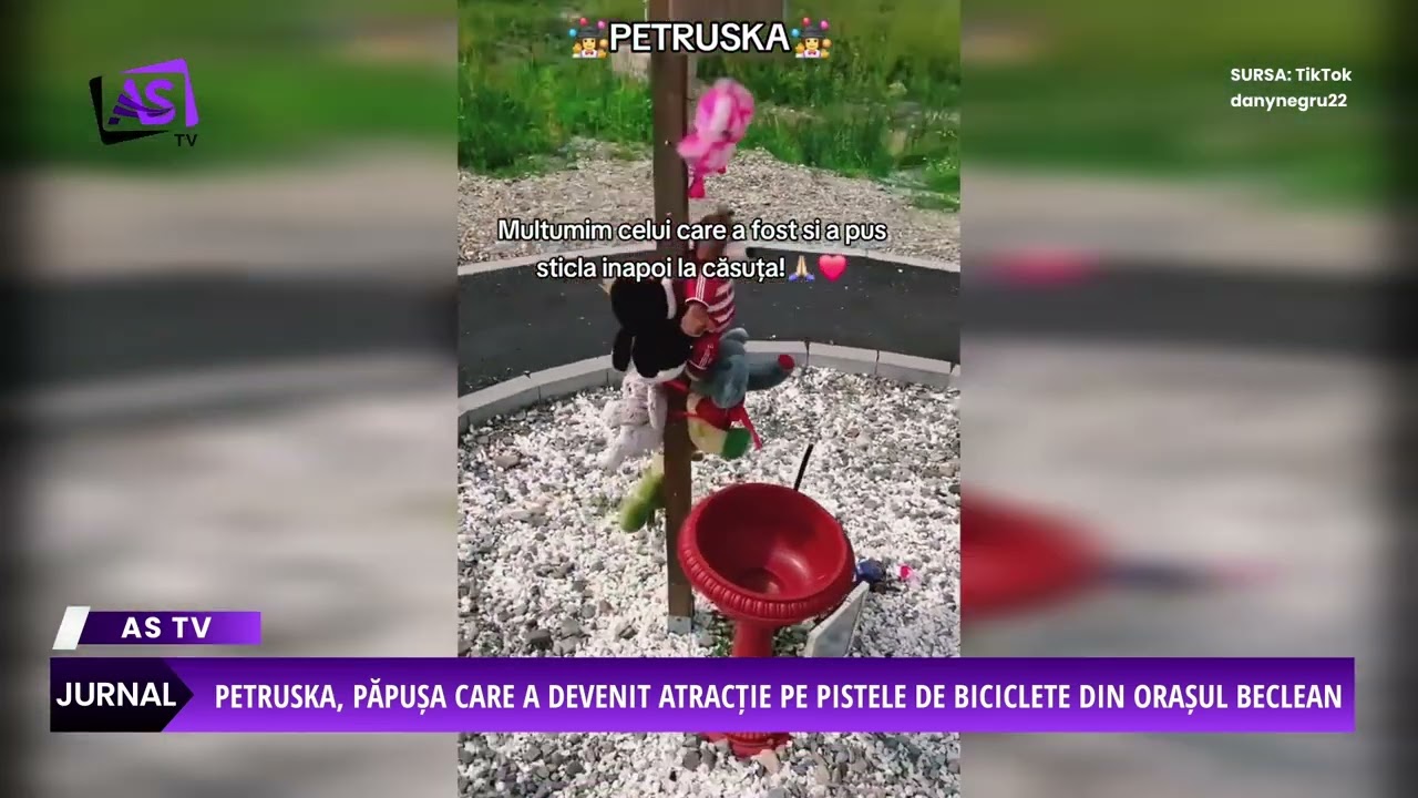 Petruska, păpușa care a devenit atracție pe pistele de biciclete din orașul Beclean