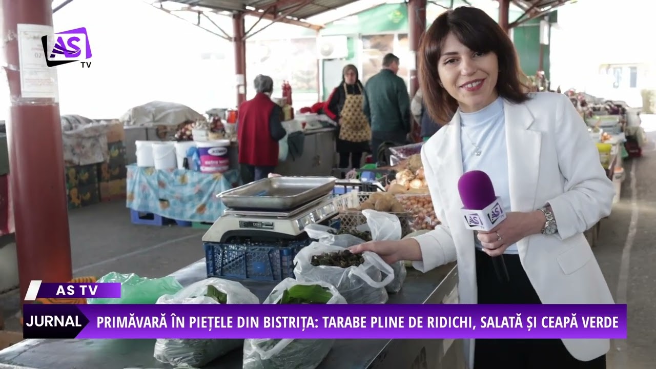 Primăvară în piețele din Bistrița: tarabe pline de ridichi, salată și ceapă verde