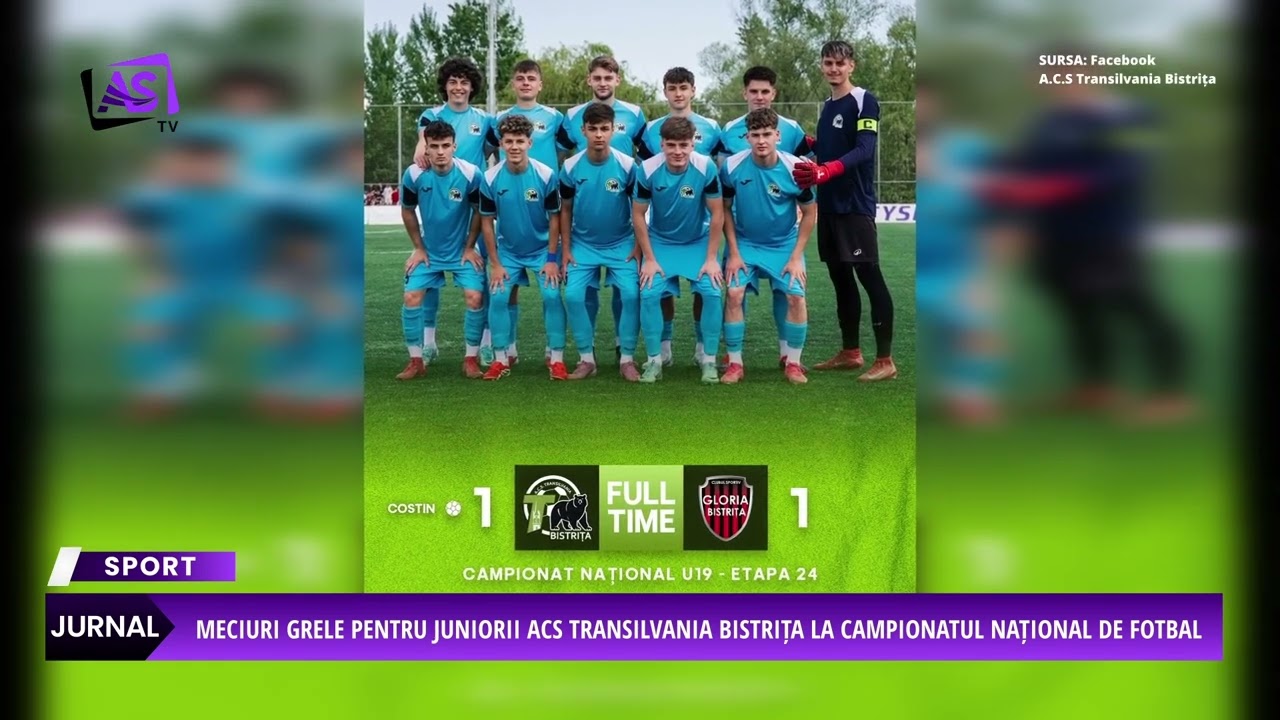 Meciuri grele pentru juniorii ACS Transilvania Bistrița la Campionatul Național de Fotbal
