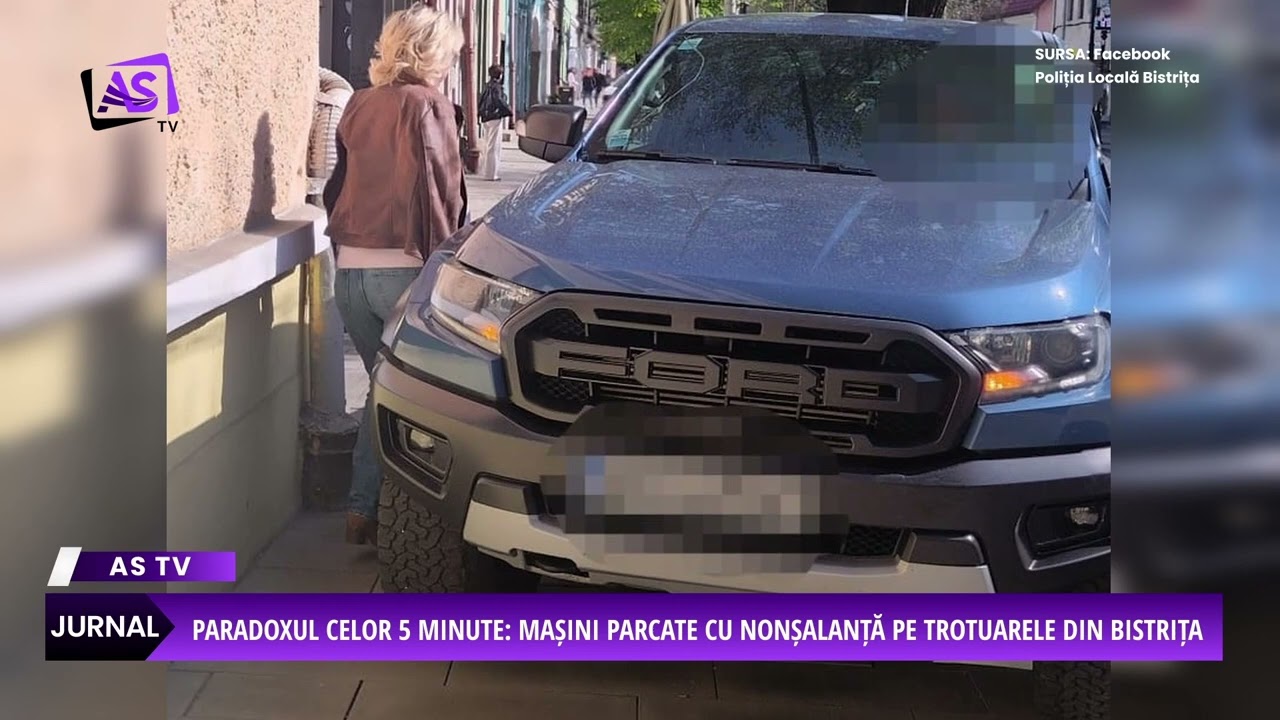 Paradoxul celor 5 minute: mașini parcate cu nonșalanță pe trotuarele din Bistrița