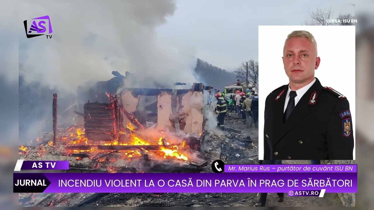 Incendiu violent la o casă din Parva în prag de Sărbători