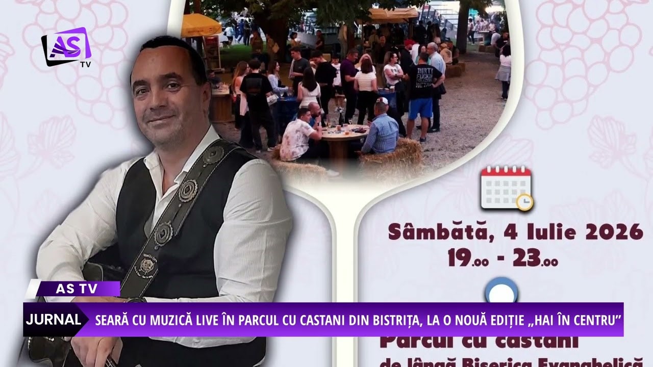 Seară cu muzică live în parcul cu castani din Bistrița, la o nouă ediție „Hai în centru”