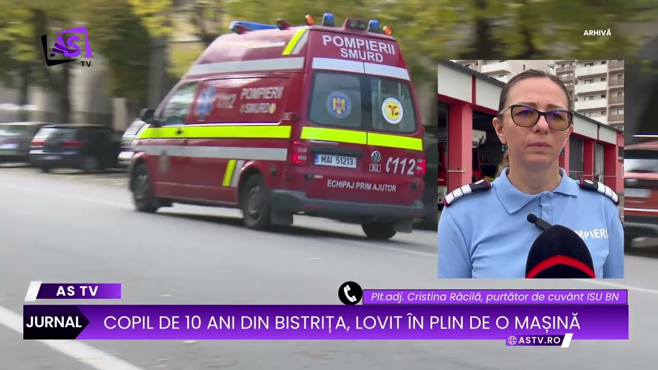 Copil de 10 ani din Bistrița, lovit în plin de o mașină