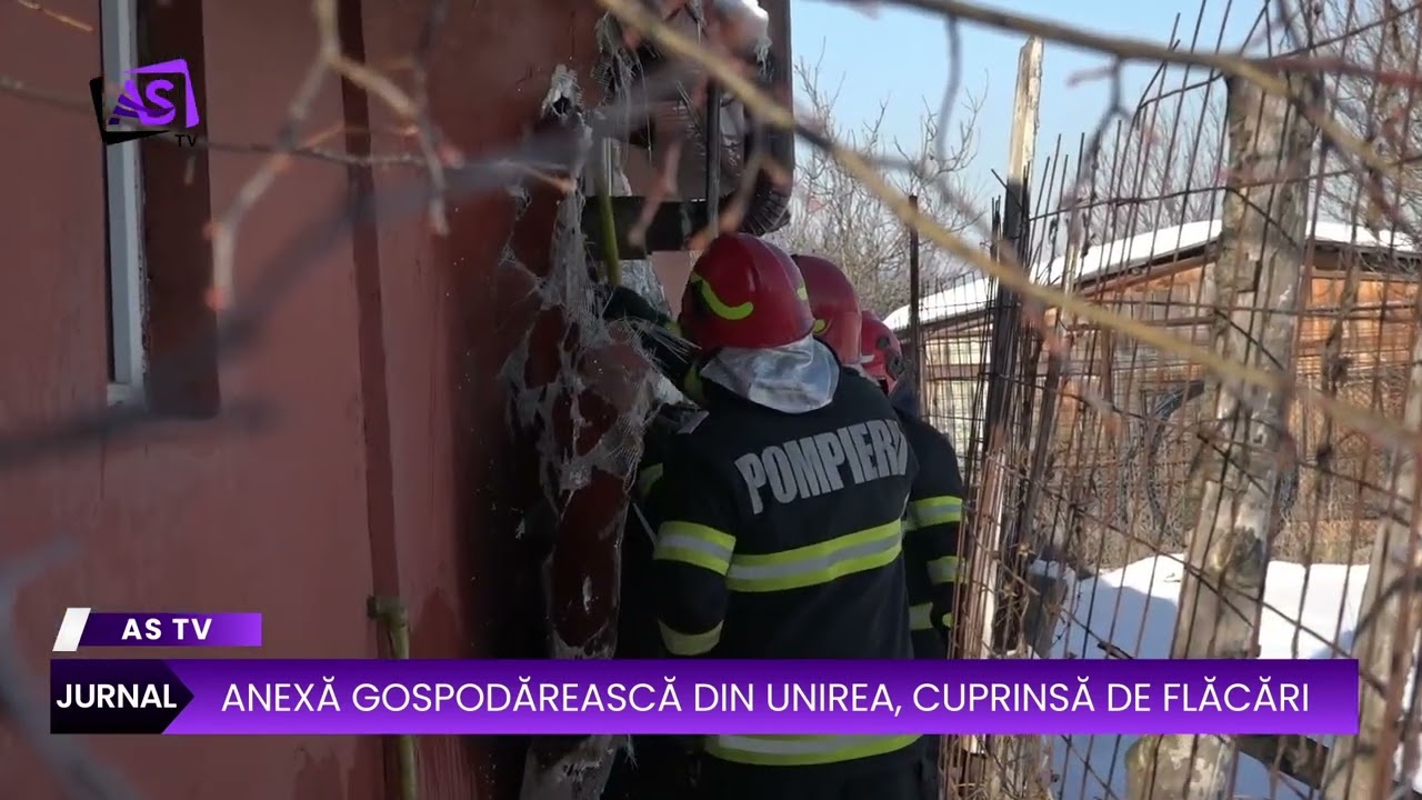 Anexă gospodărească din Unirea, cuprinsă de flăcări