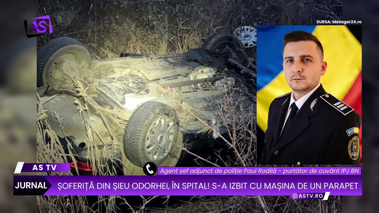 Șoferiță din Șieu Odorhei, în spital! S-a izbit cu mașina de un parapet