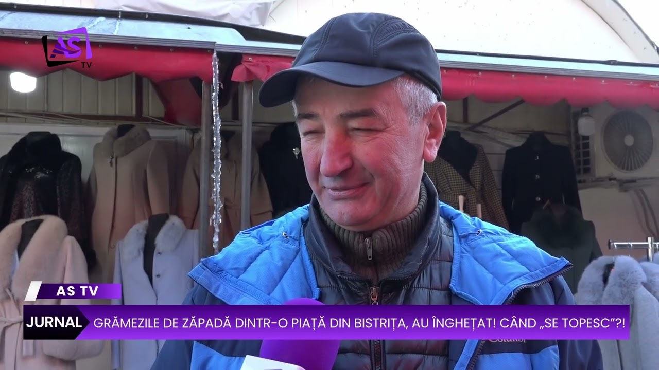 Grămezile de zăpadă dintr-o piață din Bistrița, au înghețat! Când „se topesc”?!